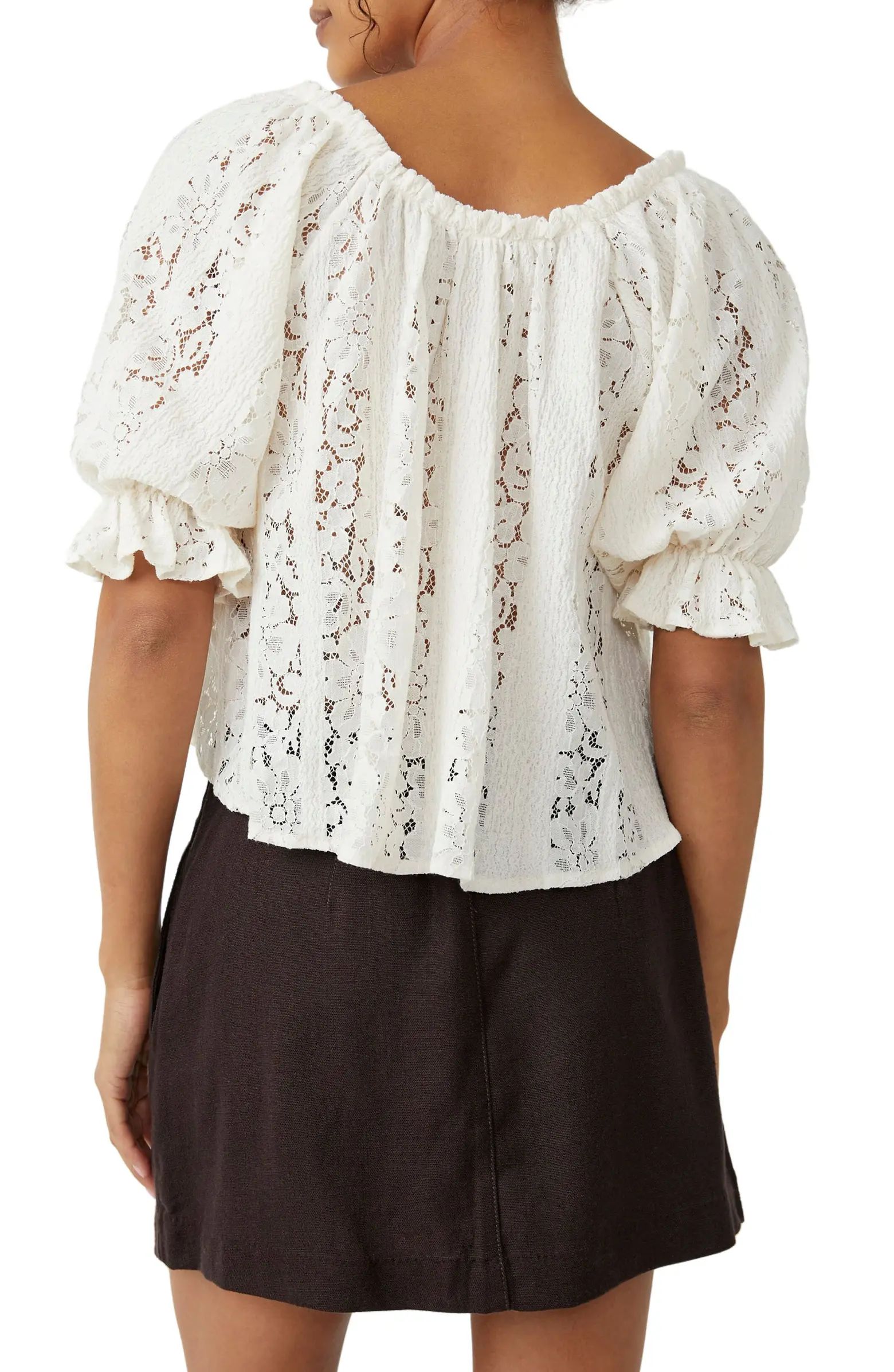 Free People Stacey Puff Sleeve Lace Top | Nordstrom | Nordstrom