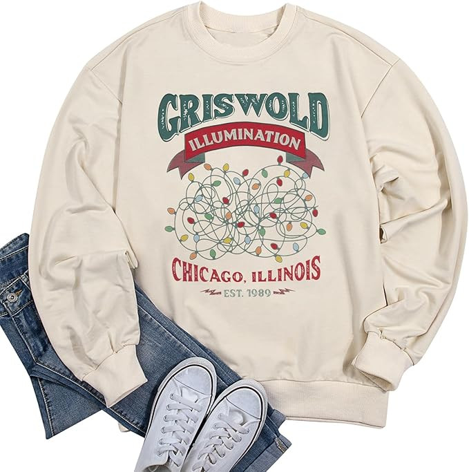 HEBBE Oversized Christmas Sweatshirt for Women Funny Christmas Vacation Sweatshirt Xmas Crewneck ... | Amazon (US)