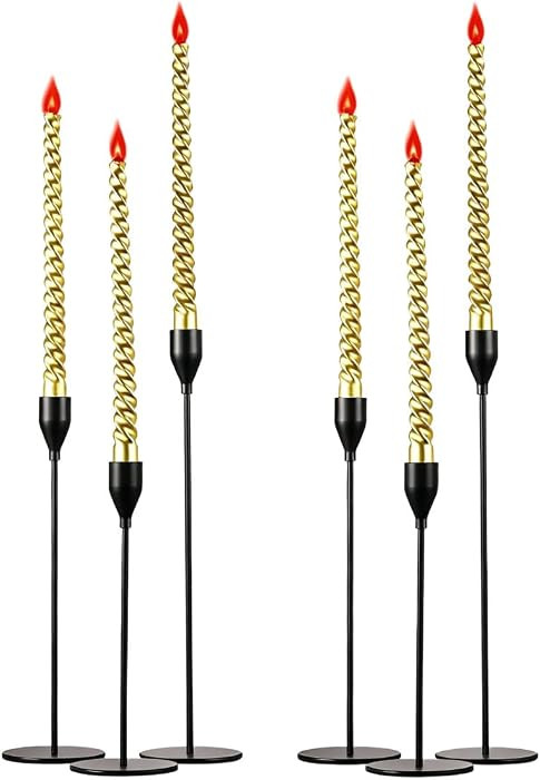 Black Candlestick Holders Taper Centerpiece, Set of 2 Taper Candle Holders Set, for Vintage Moder... | Amazon (US)