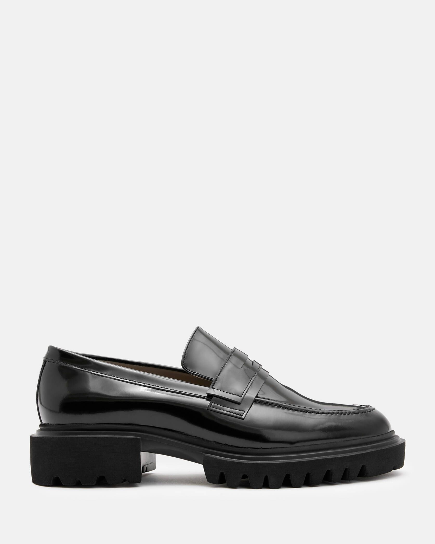 Vinni Chunky Leather Loafer Shoes Black | ALLSAINTS | AllSaints UK