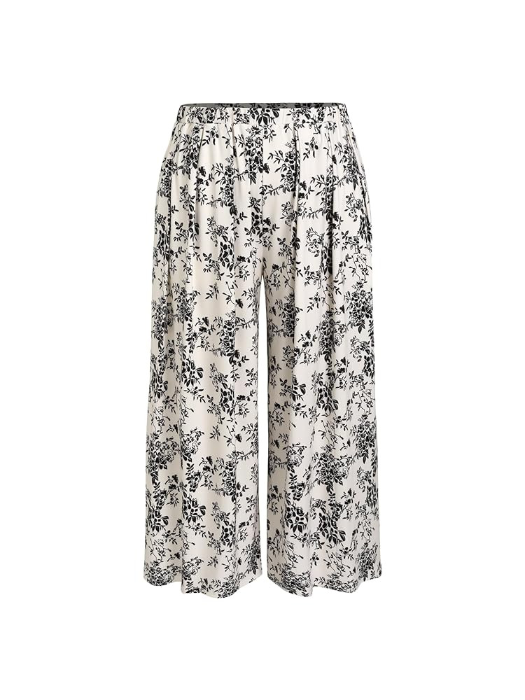 CIDER Women’s Plus Size Fashion Wide Leg Pants Palazzo Flowy Elastic Waist Pants with Pockets | Amazon (US)