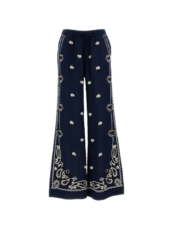 embroidered wide-leg trousers | Farfetch Global