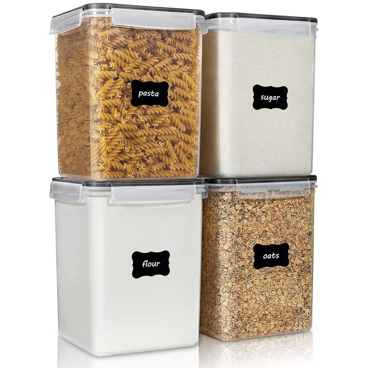 Aoibox 4 Pack 5.2L 175oz Large BPA Free Plastic Airtight Food Storage Containers with Lids Measuring Cups and Labels for Flour Sugar Rice Pantry | Lowe's