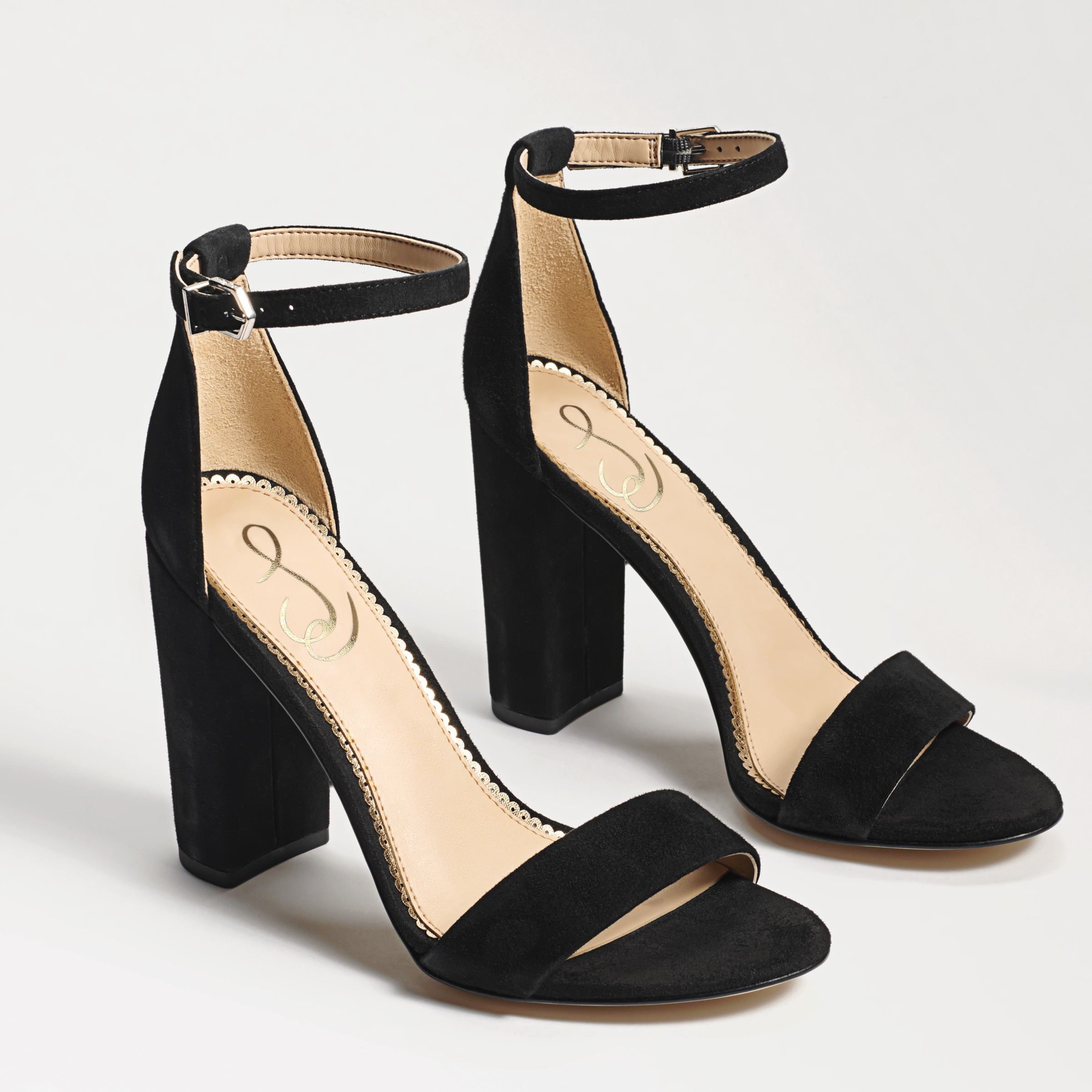 Sam Edelman Yaro Block Heel Sandal Black Suede | Sam Edelman