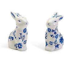 Two's Company Bunny Salt and Paper Shaker Set, Blue and White, 3.25-inch Height | Amazon (US)