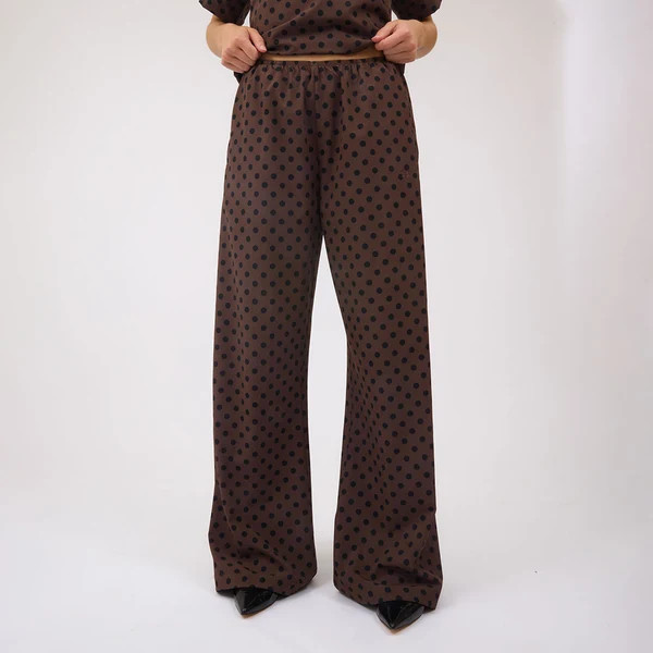 Slip On Trouser, Black/Brown Polka Dot | Albion Fit