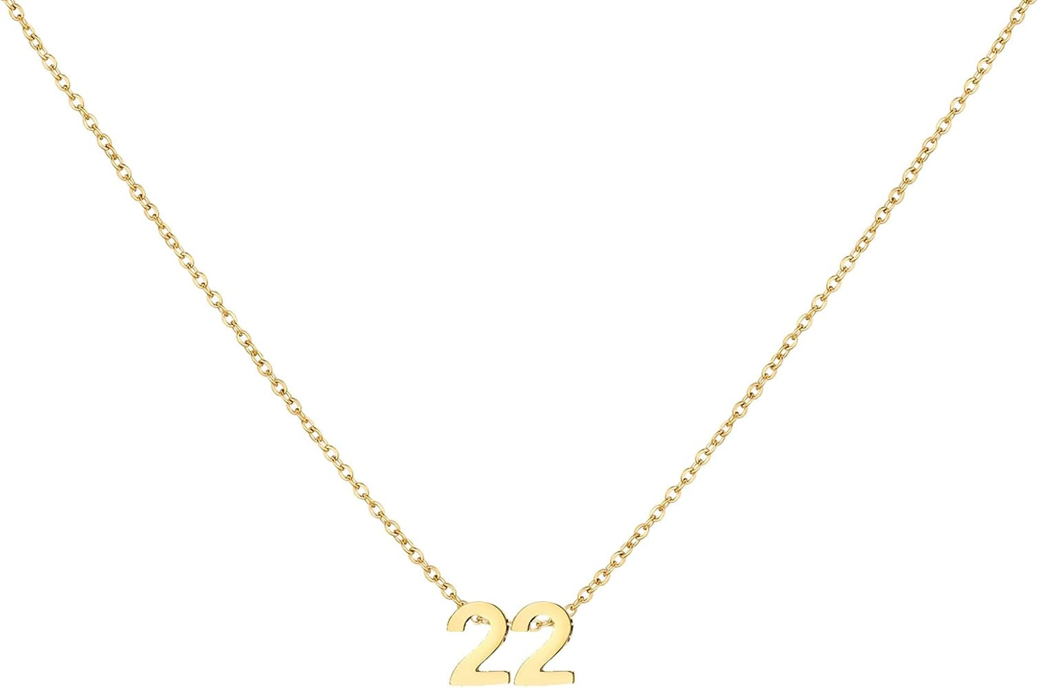 Gold Number Necklace for Women 18K Gold Plated Dainty Charm Birth Month Cute Pendant Choker Neckl... | Amazon (US)