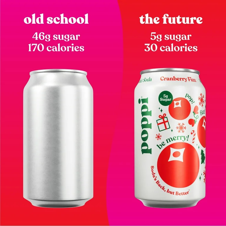 poppi Cranberry Fizz Prebiotic Soda, 12 oz, 4 Pack Cans | Walmart (US)