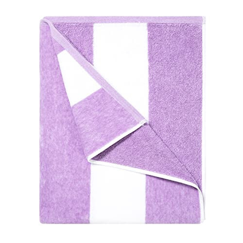 HENBAY Cotton Oversized Beach Towel - Large 70 x 35 Inch Pool Towel, Purple Striped Quick Dry Swimming Cabana Towel | Amazon (US)
