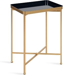 Kate and Laurel Celia Modern Tray Side Table, 18 x 12 x 26, Navy Blue and Gold, Foldable Rectangu... | Amazon (US)