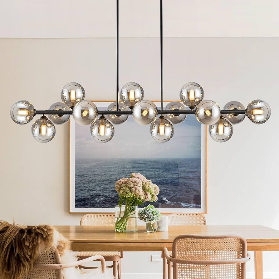 Chandelier,Dining Room Light Fixture 16-Light Chandeliers for Dining Room Gray Island Lights for ... | Amazon (US)