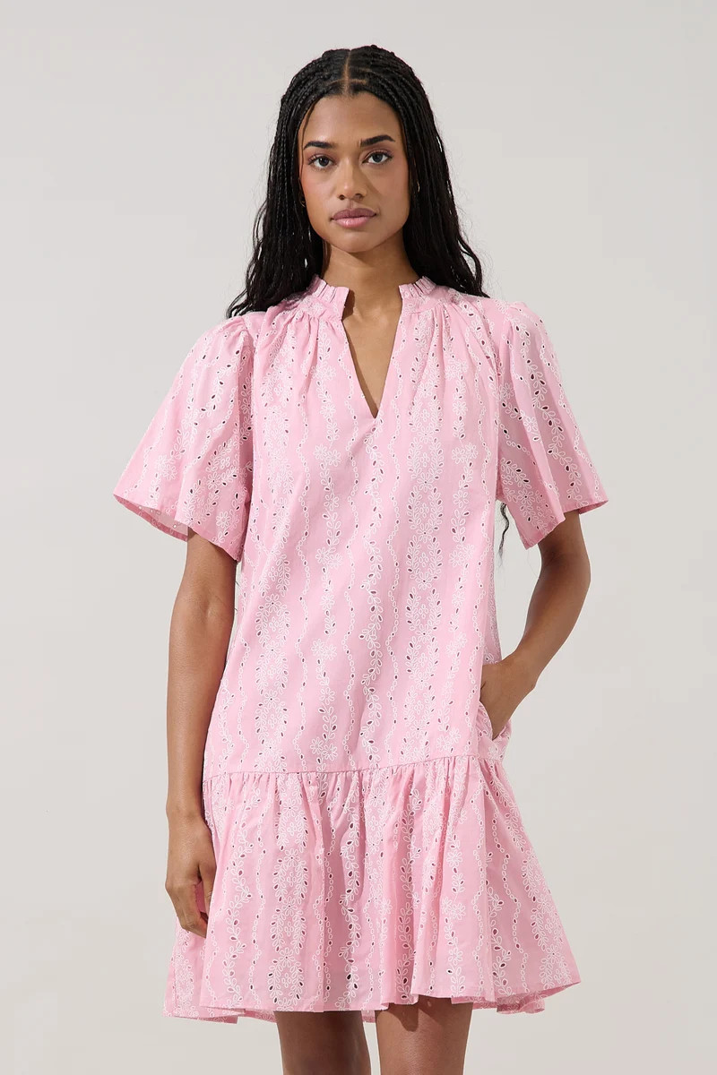 Azari Shift Mini Dress Eyelet | Sugarlips