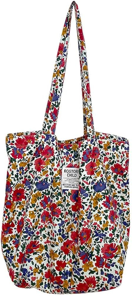 Cotton Canvas Tote Bag Reusable Soft Grocery Cloth Bag Floral Shoulder Bag for Beach Travel Shopp... | Amazon (US)