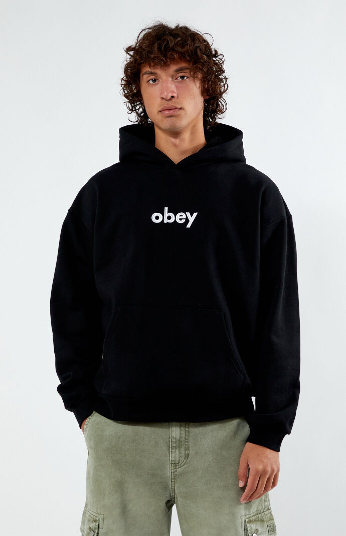 Obey Men's Lowercase Extra Heavyweight Hoodie in Black - Size XL | PacSun