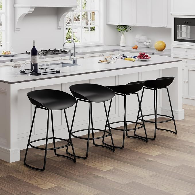 Andeworld Swivel Barstools Set of 4,Modern 26" Counter Height Bar Chairs Plastic Seat Metal Bar S... | Amazon (US)
