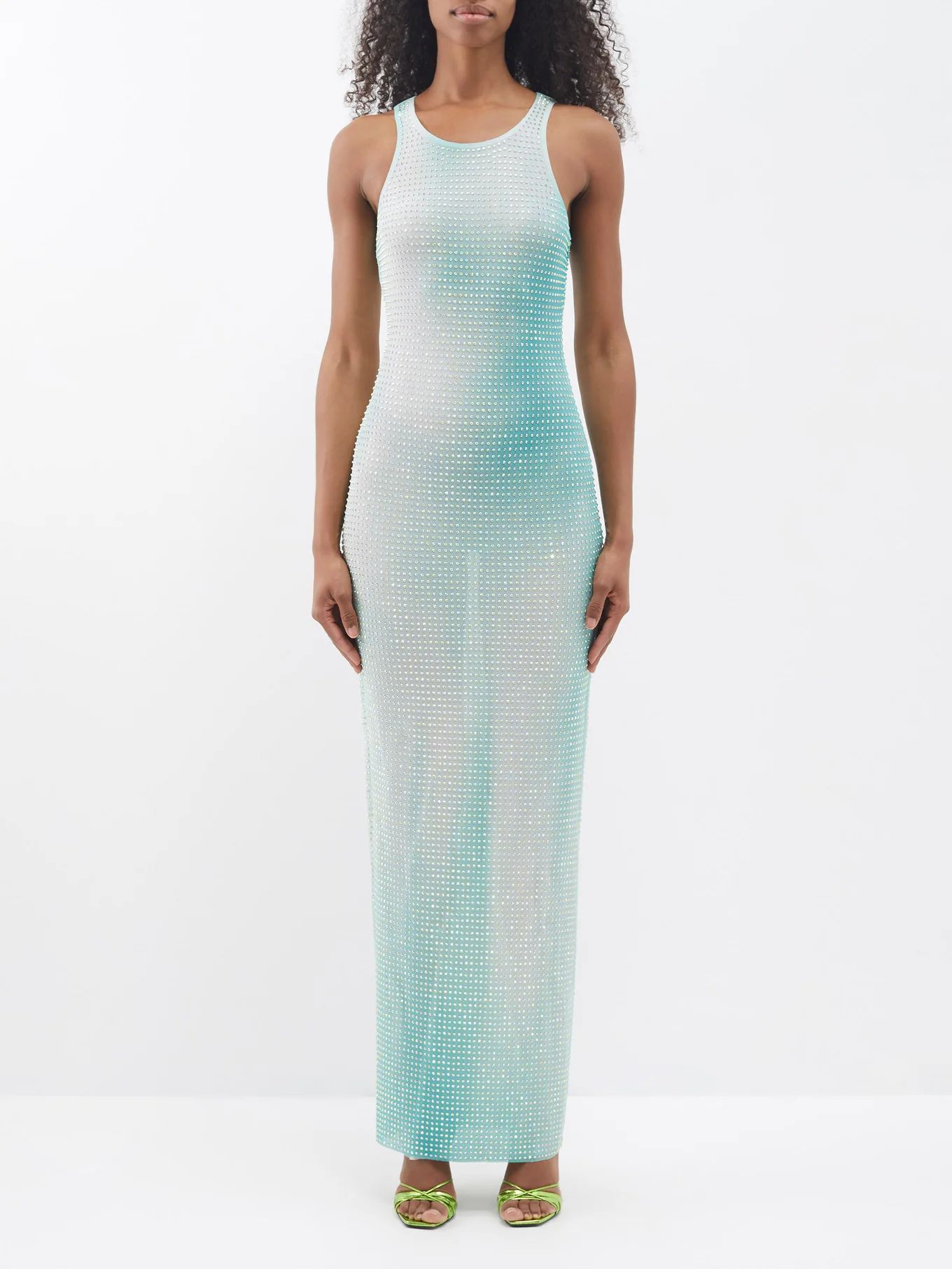 Crystal-embellished gradient-mesh maxi dress | Matches (US)