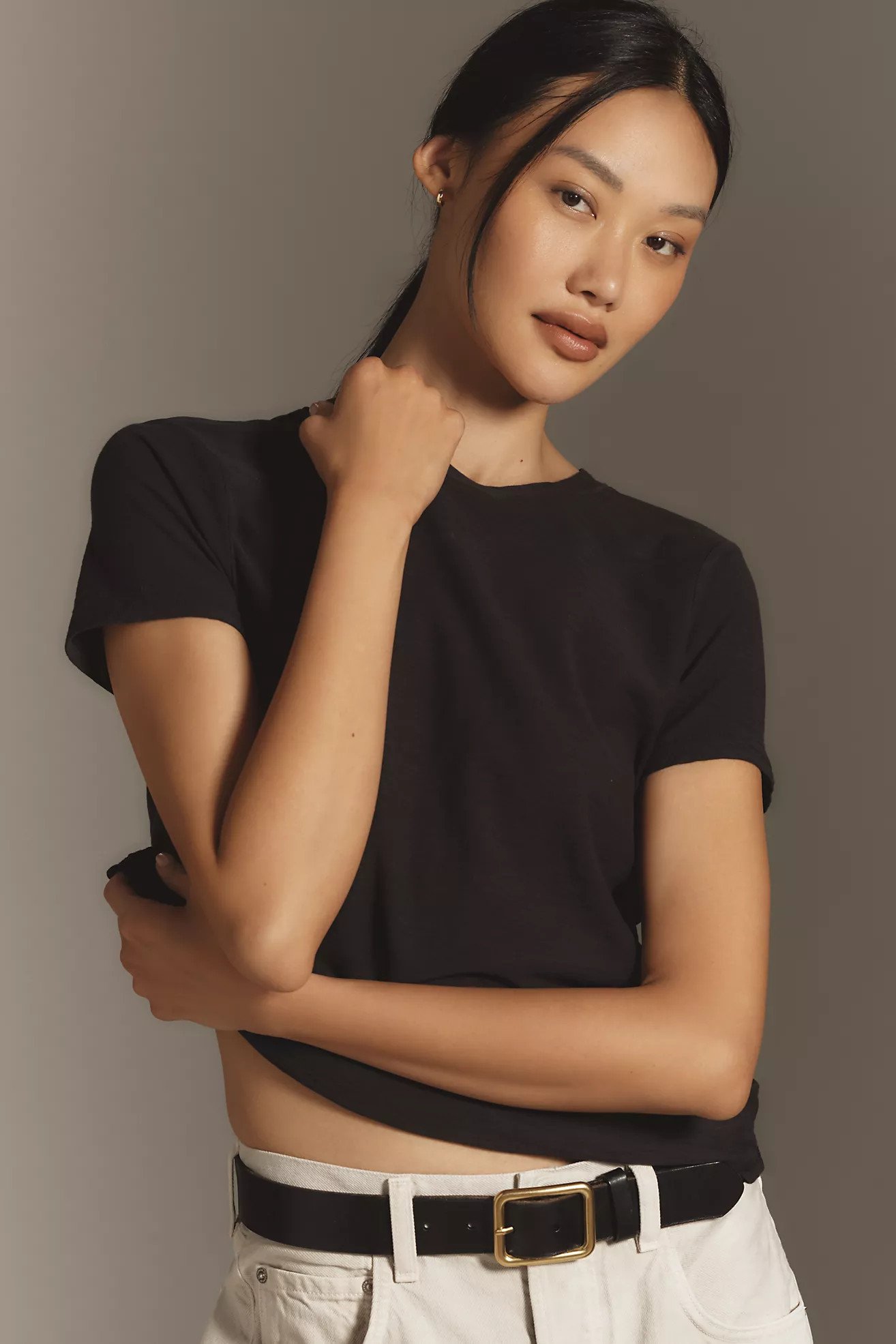 The Bennie Cotton Slub Crew-Neck Slim Tee by Pilcro | Anthropologie (US)