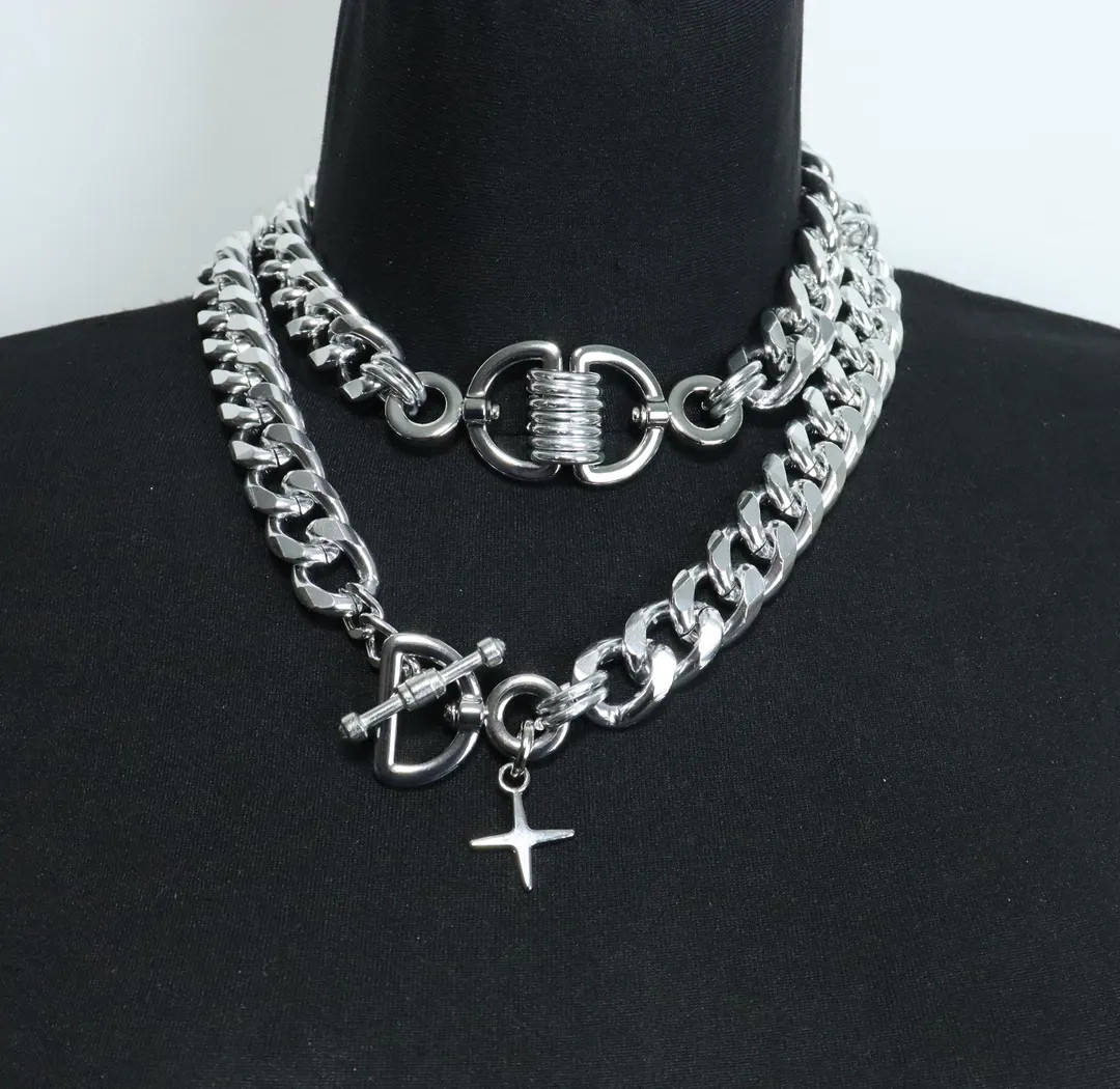 Silver Statement Choker, Choker Necklace, Silver Key Lock Necklace, Sılver Choker, Curb Chain Ov... | Etsy (US)