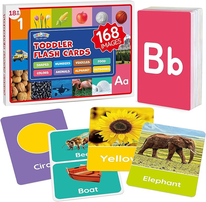 BenBen Flash Cards for Toddlers 1-3, Rip Proof & Waterproof, 84 Double-Sided Educational Flashcar... | Amazon (US)