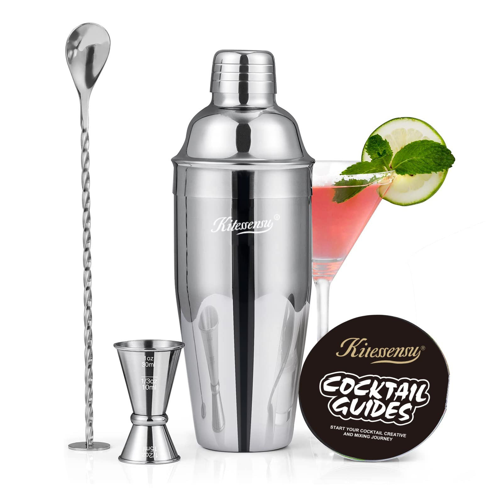 Cocktail Shaker, KITESSENSU 24oz Drink Shaker with Bartender Strainer, Measuring Jigger, Bar Mixi... | Amazon (US)