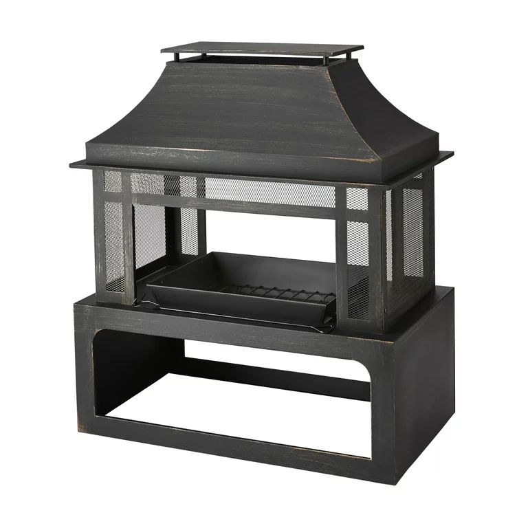 Mainstays 45-Inch Outdoor Steel Fireplace with Chimney | Walmart (US)