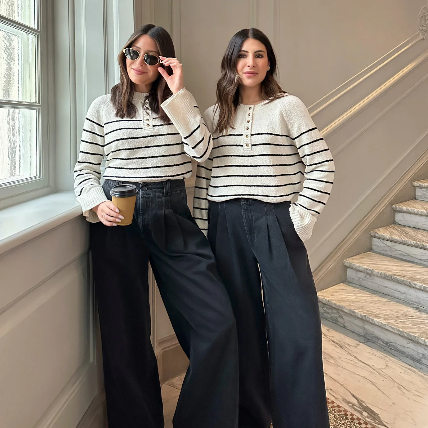 STRIPED HENLEY BOUCLE KNIT - CREAM / BLACK | WAT The Brand