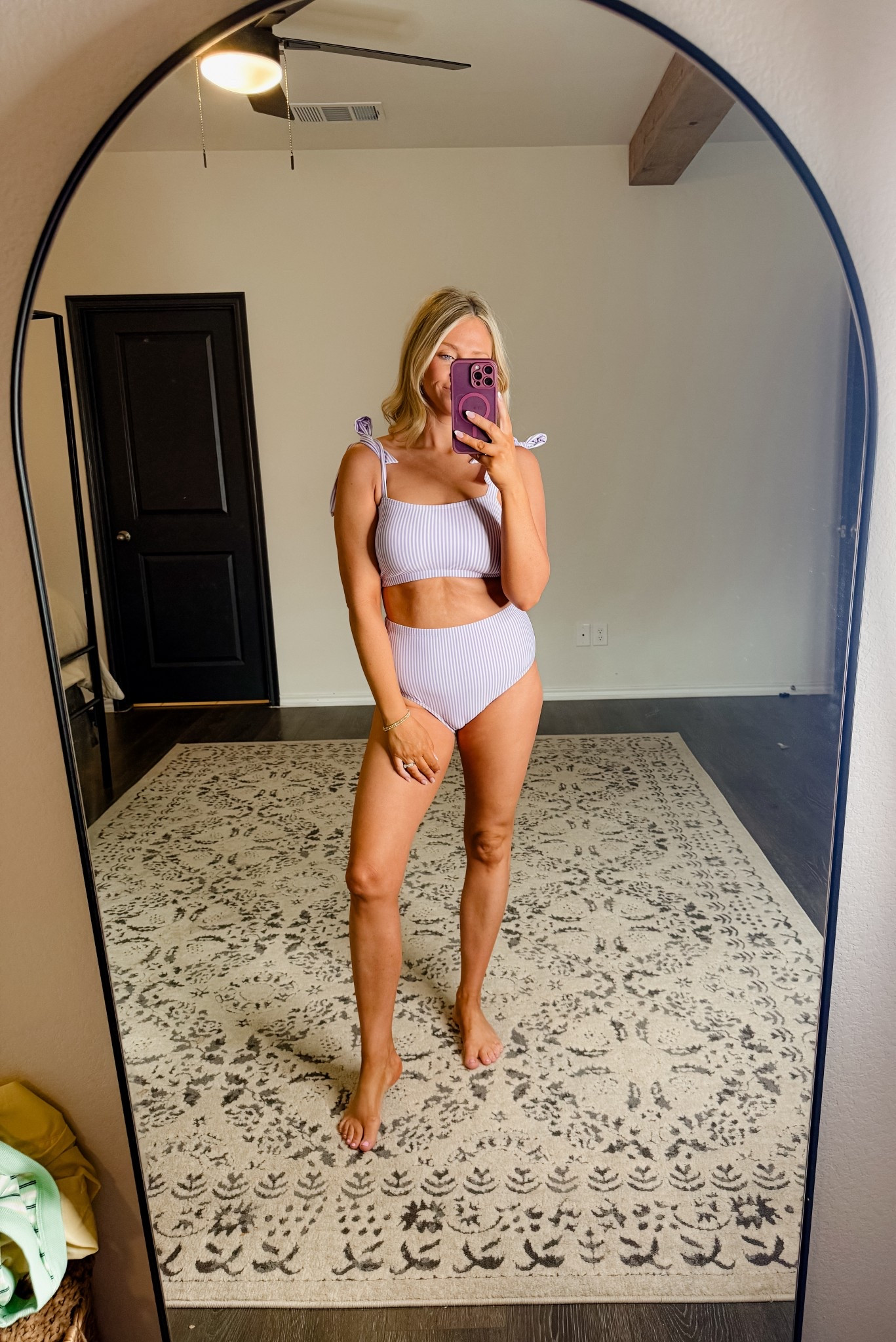 Cute two piece striped swim from Amazon 💜 wearing a M 

#LTKSwim