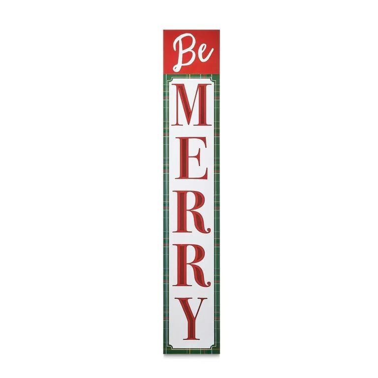 Red and White Outdoor Christmas Hanging Sign, Be Merry, 67 in, by Holiday Time | Walmart (US)