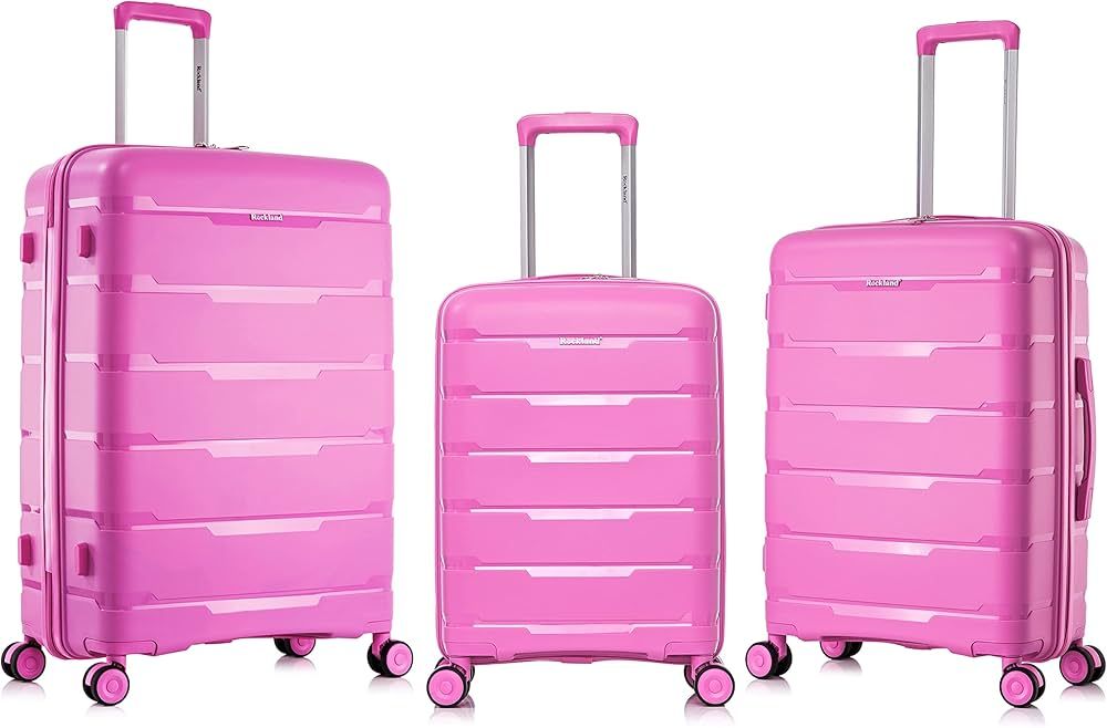 Rockland Pasadena Hardside Spinner Wheel Luggage, Pink, 19", 23", 27" | Amazon (US)