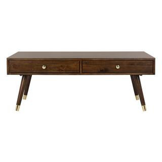 Levinson 48 in. Brown Large Rectangle Wood Coffee Table with 2-Drawers | The Home Depot