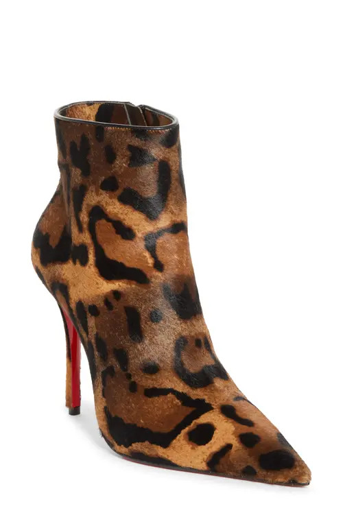Christian Louboutin Miss Z Genuine Calf Hair Pointed Toe Bootie in Brown at Nordstrom, Size 6.5Us | Nordstrom