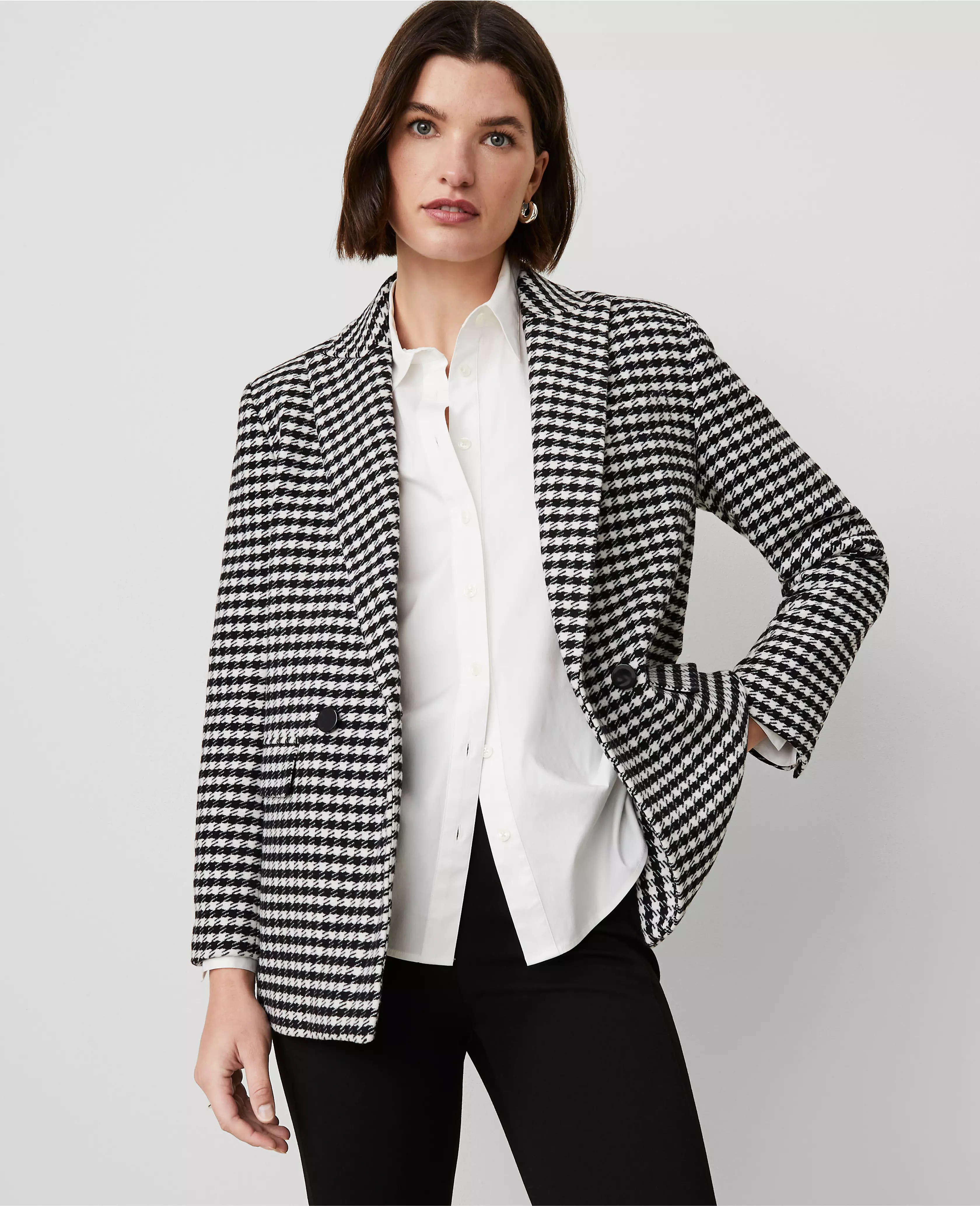 The Checked Relaxed Double Breasted Blazer | Ann Taylor