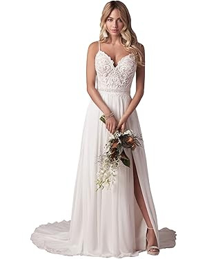 WaterDress Beach Wedding Dresses for Bride 2023 Lace Boho Bridal Wedding Gowns WDW002 | Amazon (US)
