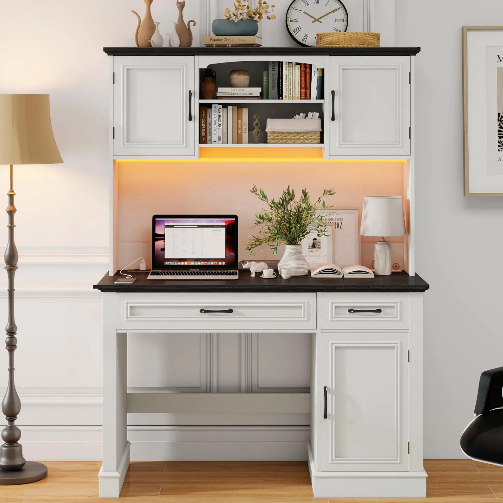 Farmhouse 47" Executive Desk With Hutch | Wayfair North America