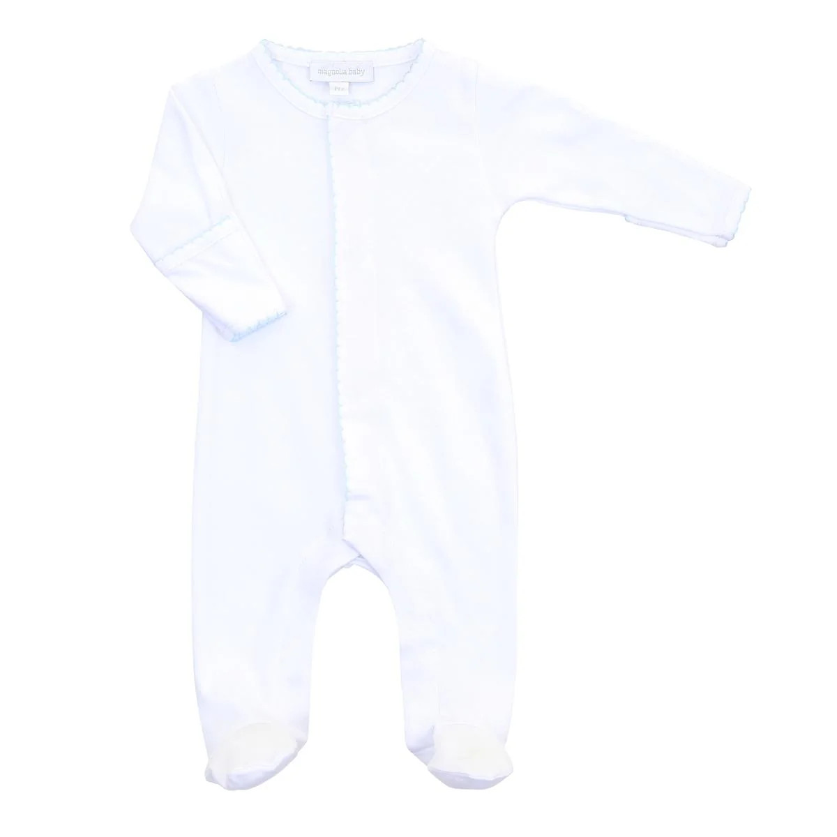 Magnolia Baby Essentials Footie - White with Light Blue | JoJo Mommy
