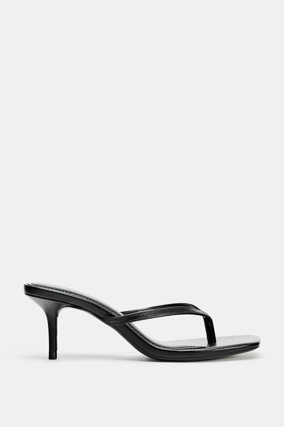 LEATHER STRAP HEELED SANDALS | Zara US