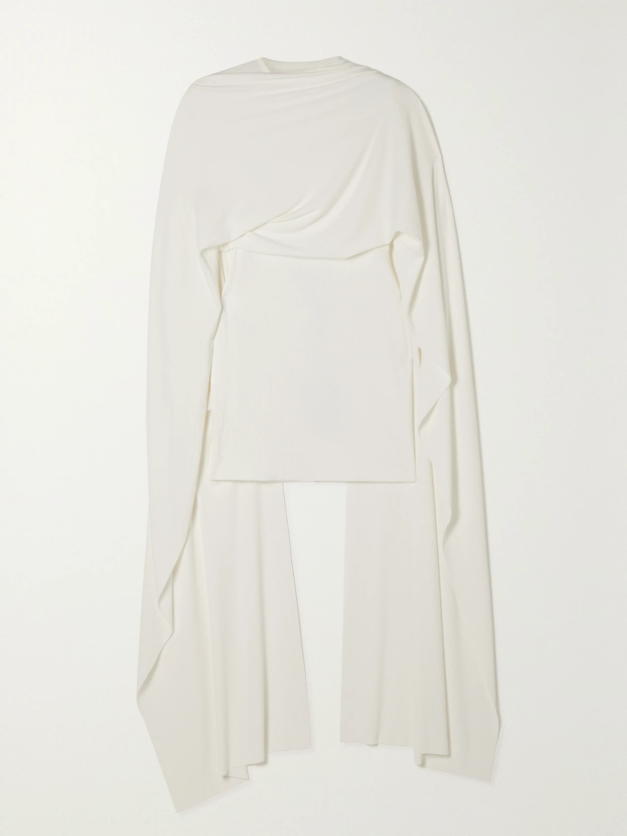 Solace London - Leona Cape-effect Ribbed Stretch-jersey Mini Dress - Cream | NET-A-PORTER (US)
