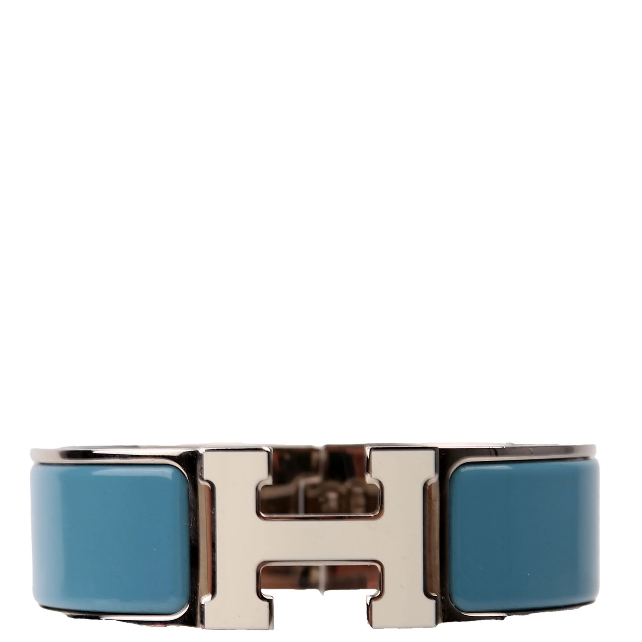 Clic Clac Enamel H Wide PM Bracelet Blue/Silver | Keeks Designer Handbags