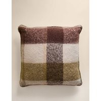 M&S Faux Mohair Brushed Checked Cushion Olive | Marks & Spencer (UK)