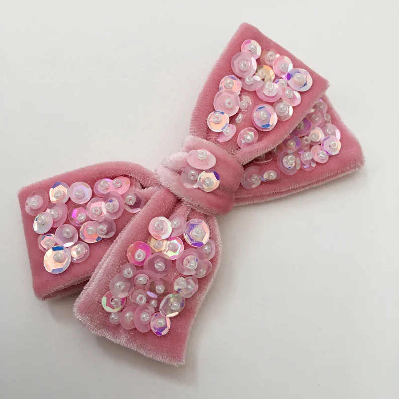 Pink Velvet Sequin Little Girls Hair Bow Sleeping Beauty - Etsy Canada | Etsy (CAD)