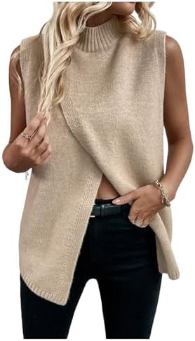 Verdusa Women's Fall Outfits Sweater Vest Mock Neck Sleeveless Knit Tops Pullovers Holiday Sweate... | Amazon (US)