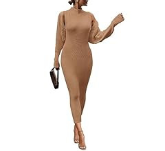 Womens Fall 2 Piece Outfits Bodycon Maxi Tank Pullover Sweater Dress And Long Sleeve Cropped Card... | Amazon (US)