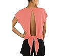 icyzone Open Back Workout Tops for Women - Athletic Activewear T-Shirts Exercise Yoga Shirts | Amazon (US)