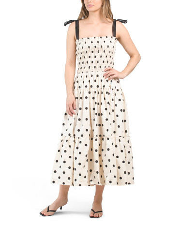 Polka Dot Maxi Dress With Shoulder Ties | Casual Dresses  | Marshalls | Marshalls