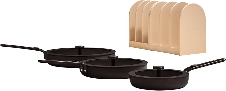 Our Place 8-Piece Essentials Complete Cookware Set - Ceramic Fry Pan Trio & Modular Rack Storage ... | Amazon (US)