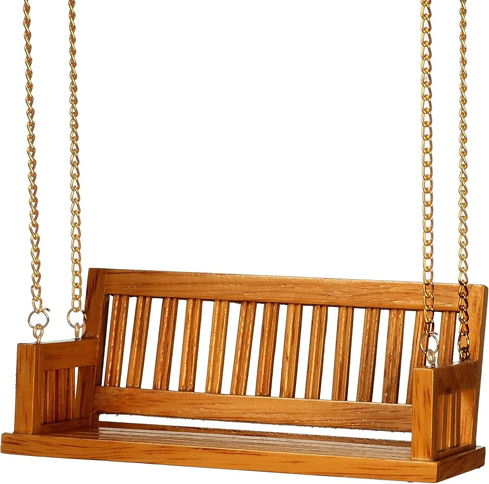Melody Jane Dolls Houses Dollhouse Walnut Porch Swing with Chain Miniature Garden Furniture 1:12 ... | Amazon (US)