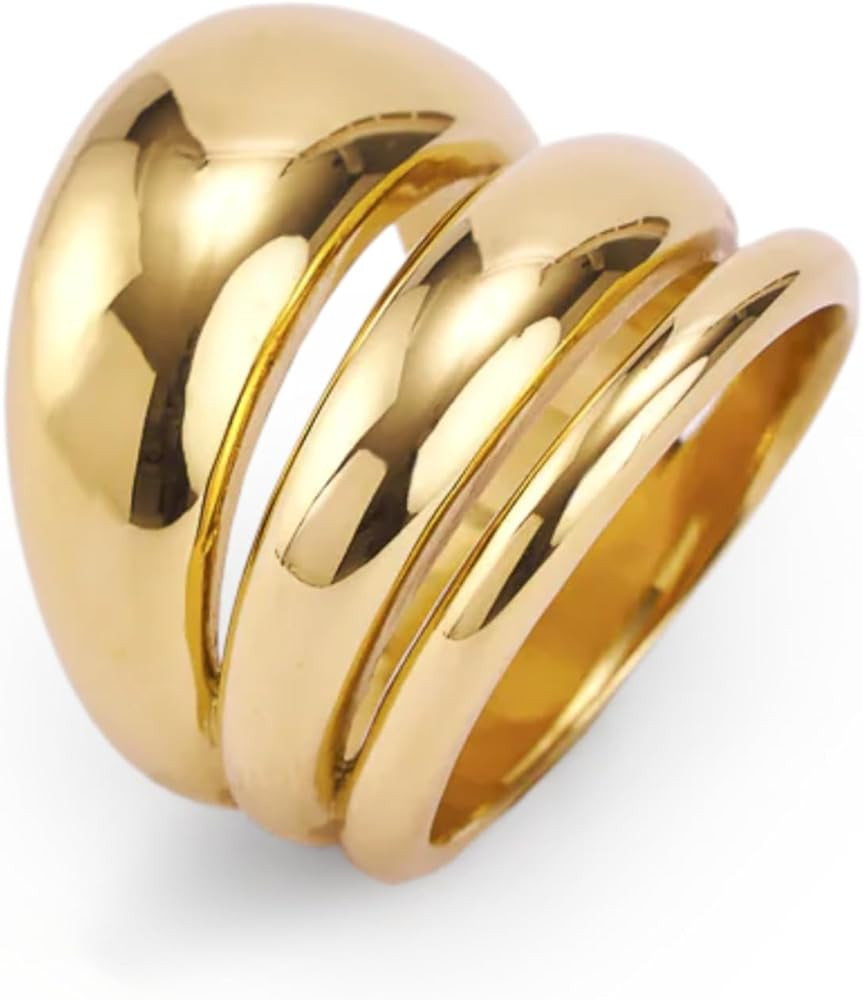 Hey Harper Gold Ring for Women - Gold Plated Stacking Waterproof & Sweatproof Jewerly Ring - Ever... | Amazon (US)