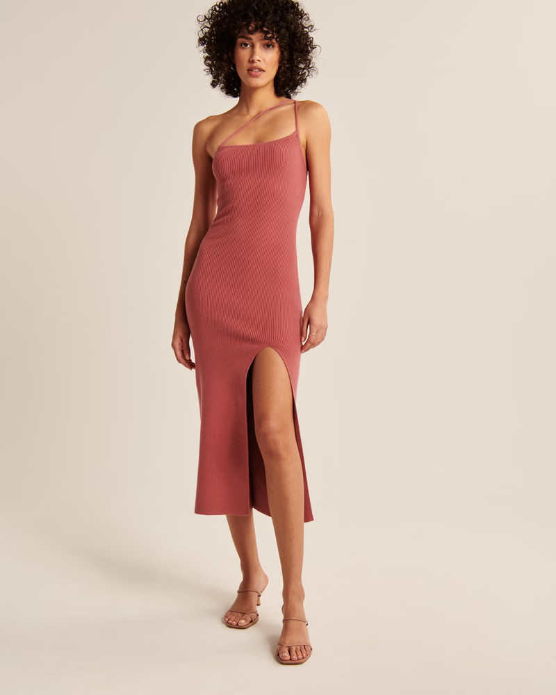 Asymmetrical One-Shoulder Maxi Sweater Dress | Abercrombie & Fitch (US)