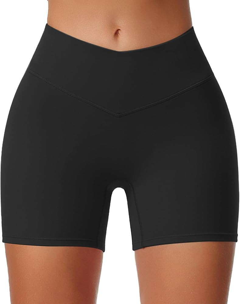 Aoxjox Workout Biker Shorts for Women Exercise Athletic Gym Running Vanity V Waist Hidden Scrunch... | Amazon (US)