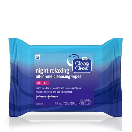 (2 pack) Clean & Clear Night Relaxing All-In-One Facial Cleansing Wipes, 25 ct | Walmart (US)